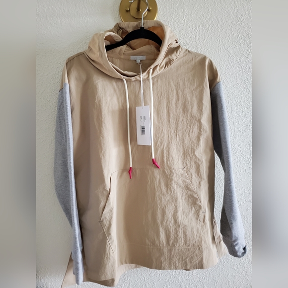NWT Calme by Johnny Was / Nylon Hoodie Pullover With Cotton Blend Sleeves xs - Picture 1 of 8